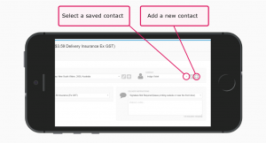 Add or select a delivery contact (mobile device view)