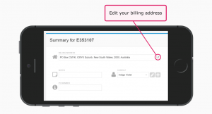 Edit your billing address (mobile device view)